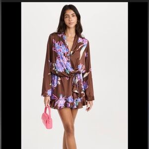 Rococo Sand brown floral mini dress